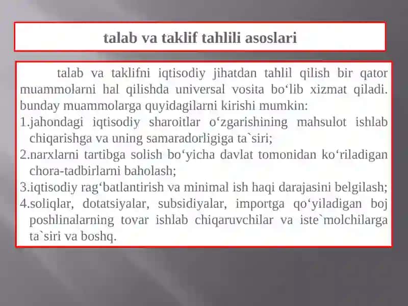 Mikroiqtisodiyot fanidan ta'lim mashg'uli 4