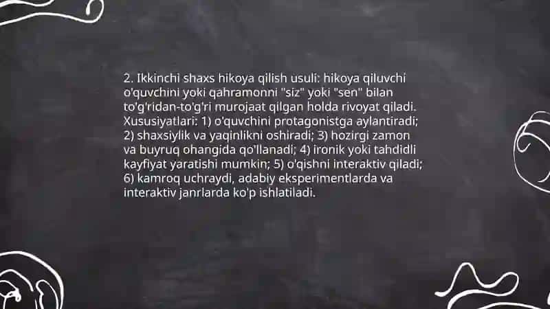Matnini hikoya qilish usullari 4