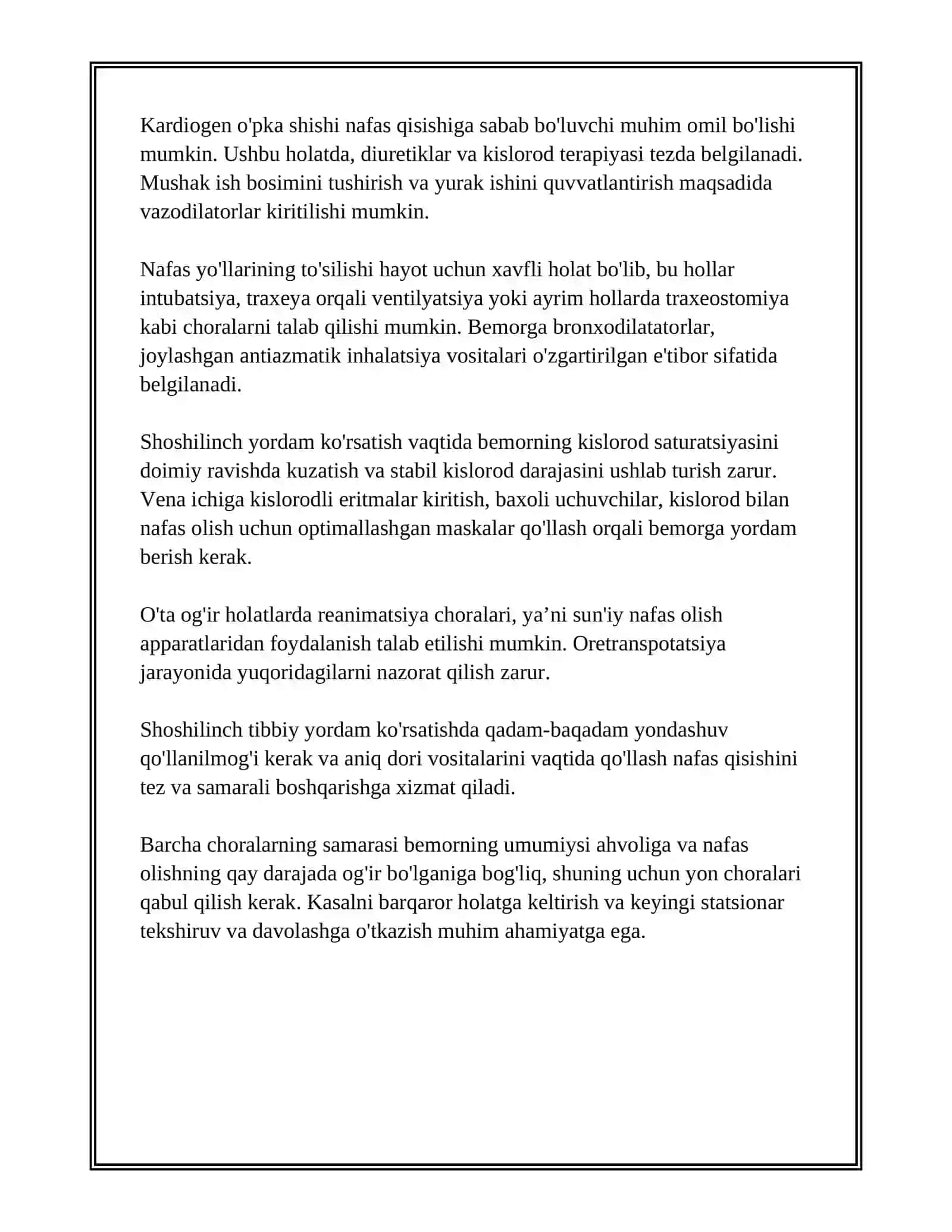 NAFAS OLISH AZOLARI KASALLIKLARIDA UCHRAYDIGAN KECHIKTIRIB BOLMAYDIGAN HOLATLAR 4