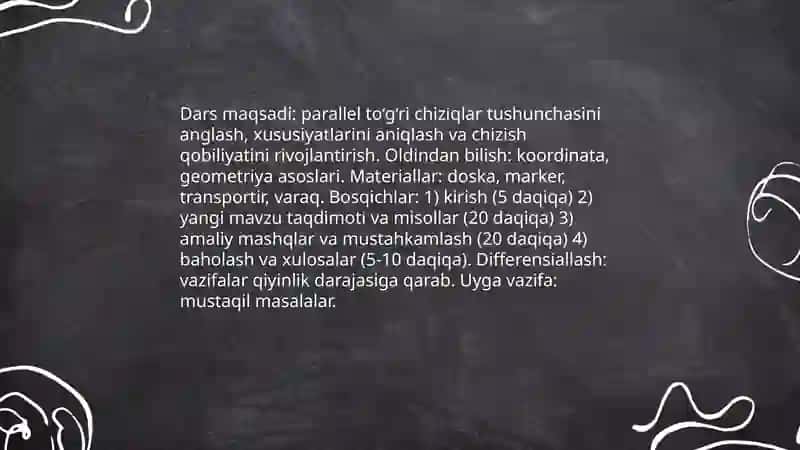 Parallel to‘g‘ri chiziqlar mavzusini o‘qitish metodikalari 4
