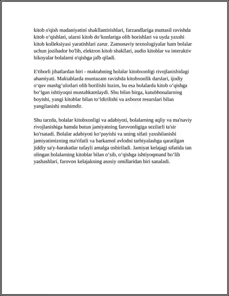Bolalar Kitobxonligi Haqida. Bolalar Adabiyotining Umumadabiyotga Aloqadorligi 4
