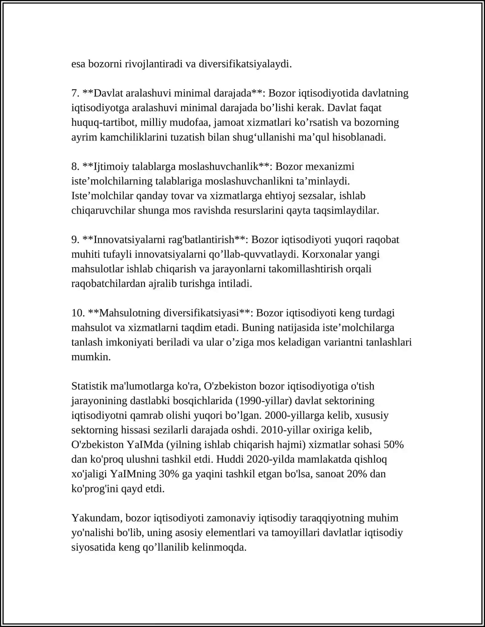 MUSTAQIL ISH Mavzu: BOZORDA TALAB VA TAKLIF.BOZOR IQTISODIYOTI 4