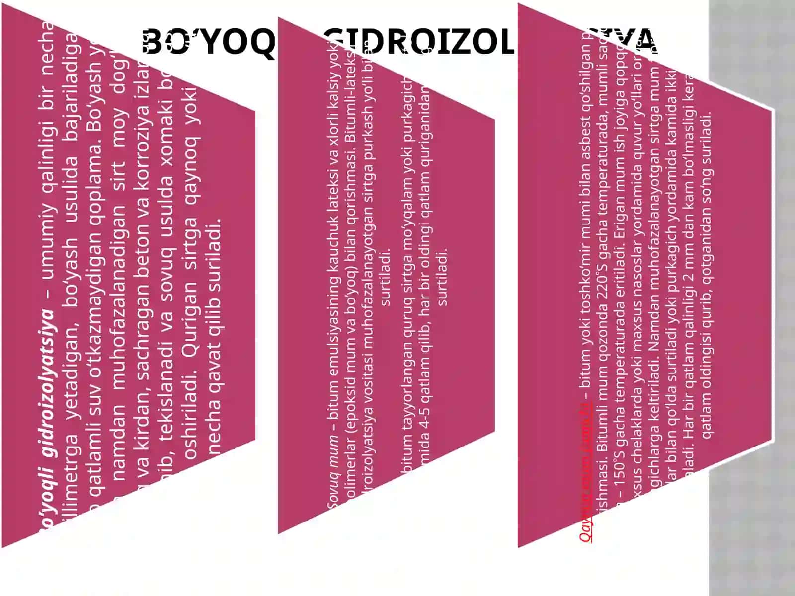 GIDROTEXNIKA QURILISHIDA GIDROIZOLYATSIYA ISHLARI TEXNOLOGIYASI 4