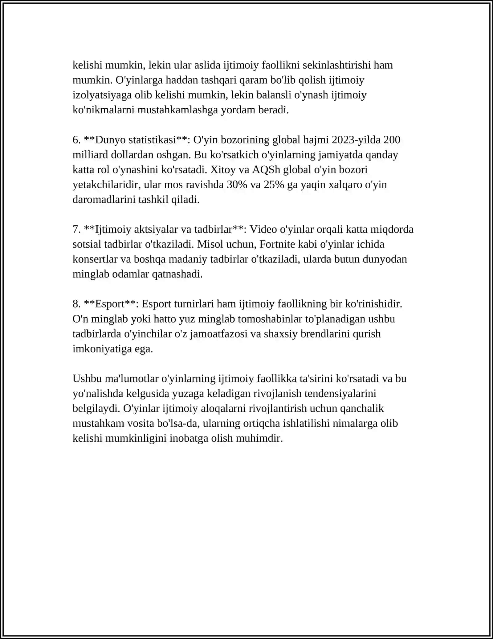 O'YINLAR-IJTIMOIY FAOLIYAT SIFATIDA.MEDIALARNING IJTIMOIY MAZMUNI 4