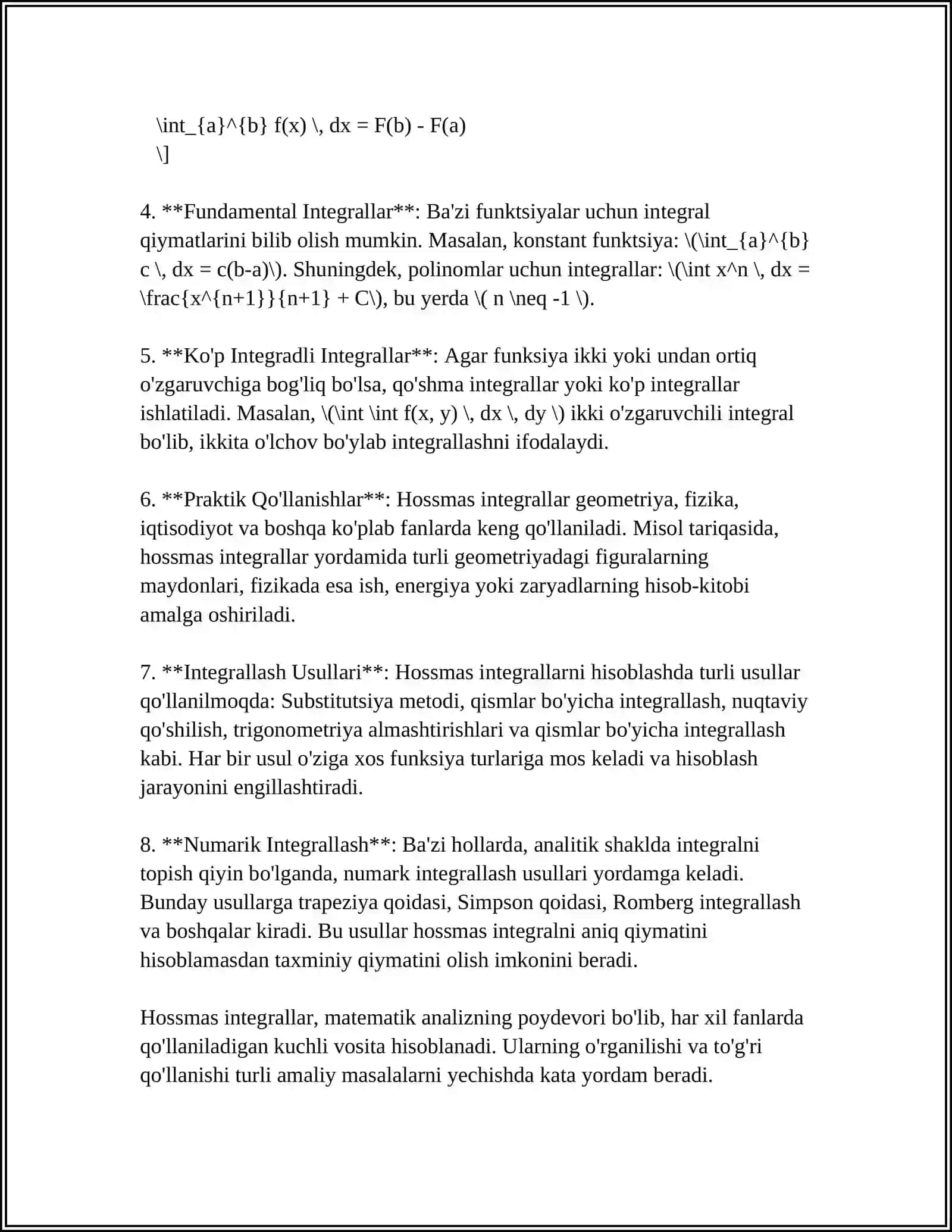 HOSSMAS INTEGRALLAR 4