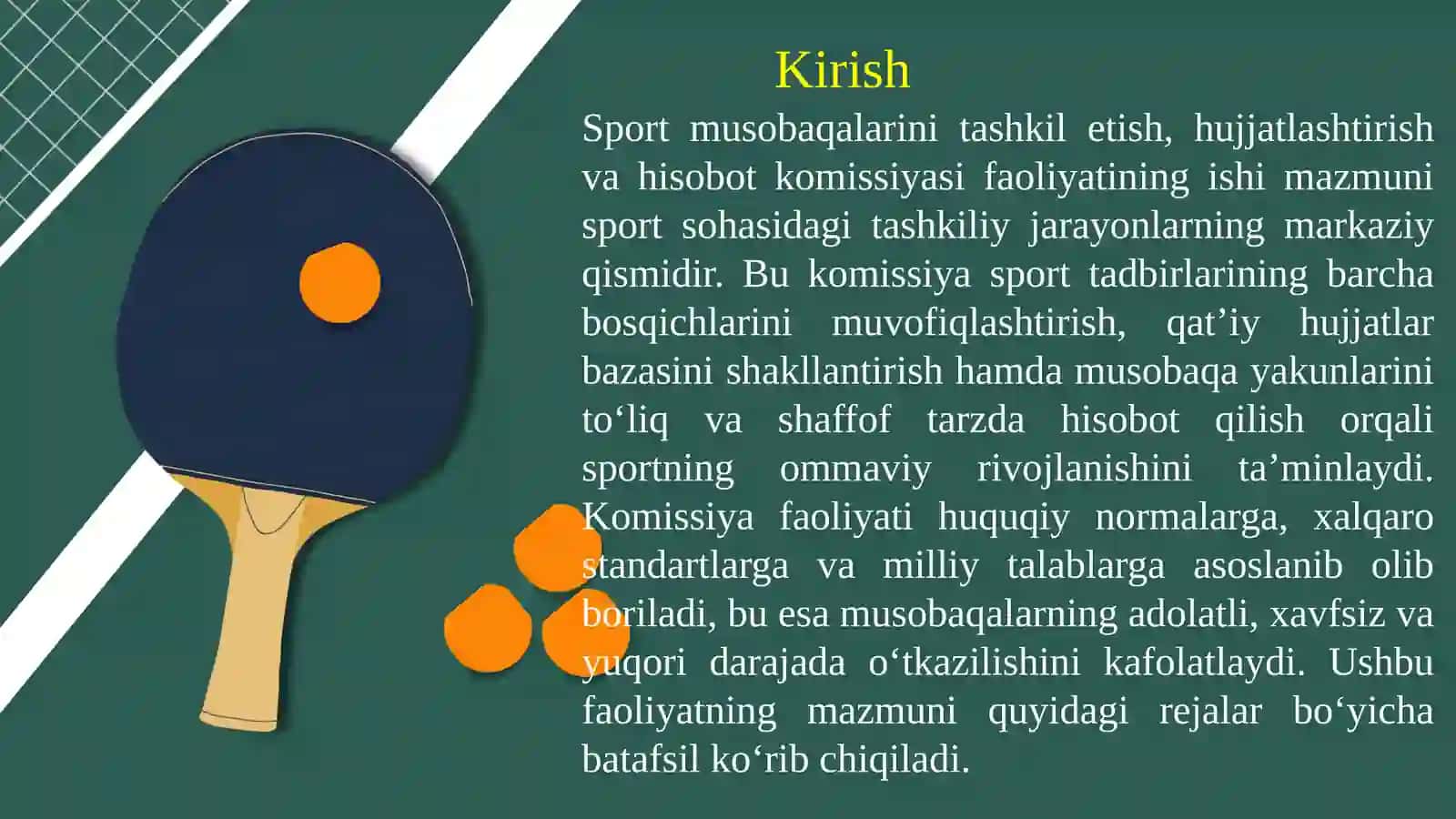 SPORT MUSOBAQALARINI TASHKIL ETISH, HUJJATLASHTIRISH VA HISOBOT KOMISSIYASI FAOLIYATI 4