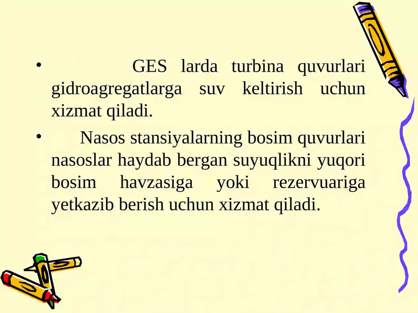 GESlarining turbina quvur turlari va suv keltirish sxemalari 4