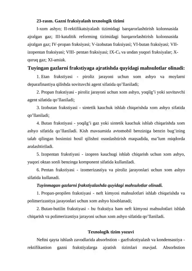 Gazni qayta ishlash zavodlaridagi asosiy tehnologik jarayonlar tavsifi 4