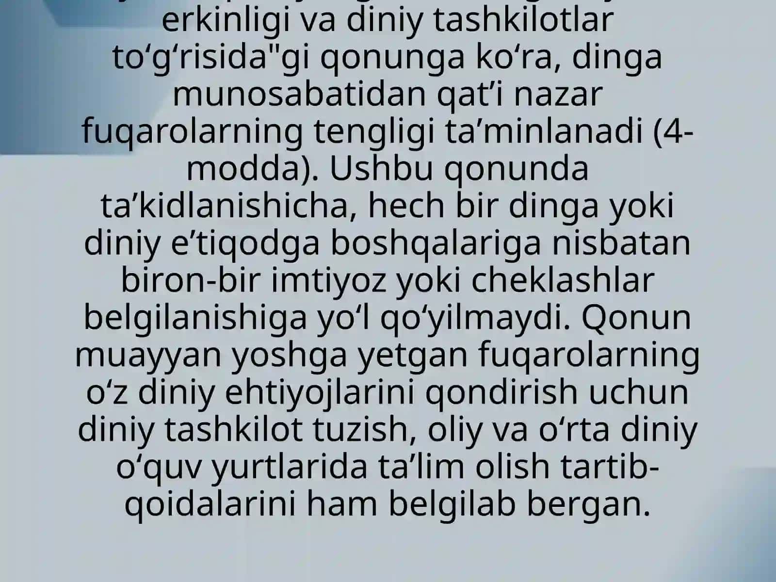 Vijdon va eʼtiqod erkinligi haqida 4
