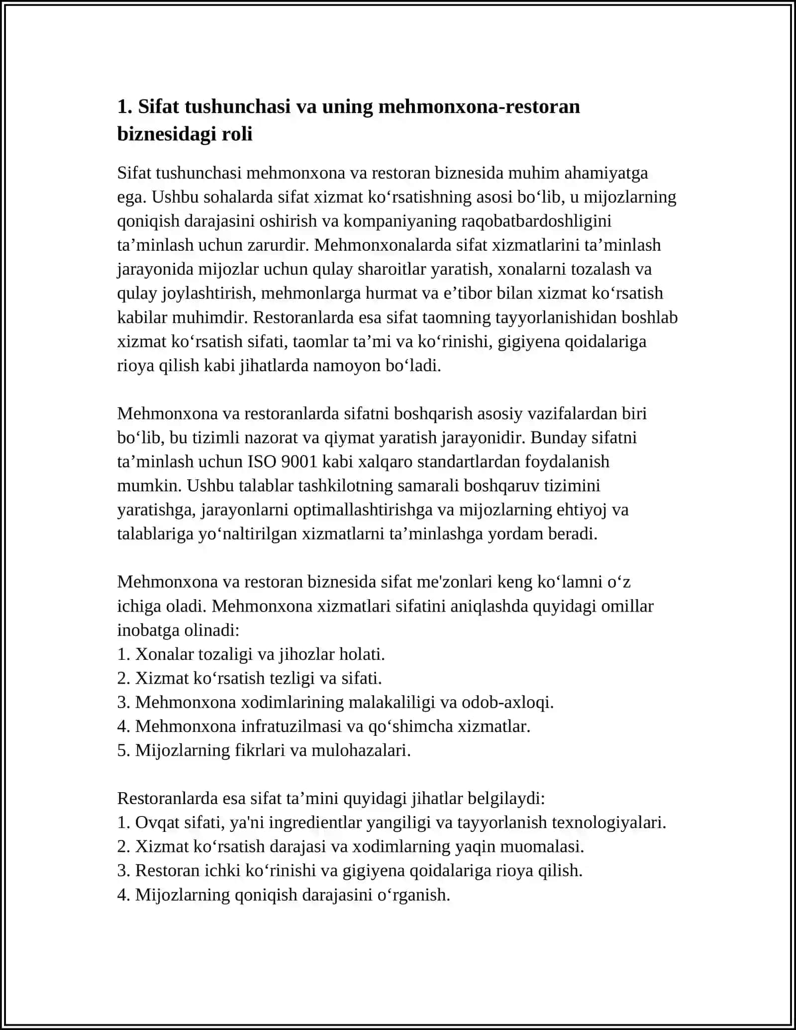 MEHMONXONA VA RESTORANLARDA SIFAT XUSUSIYATLARI VA UNING AMALIY AHAMIYATI 4