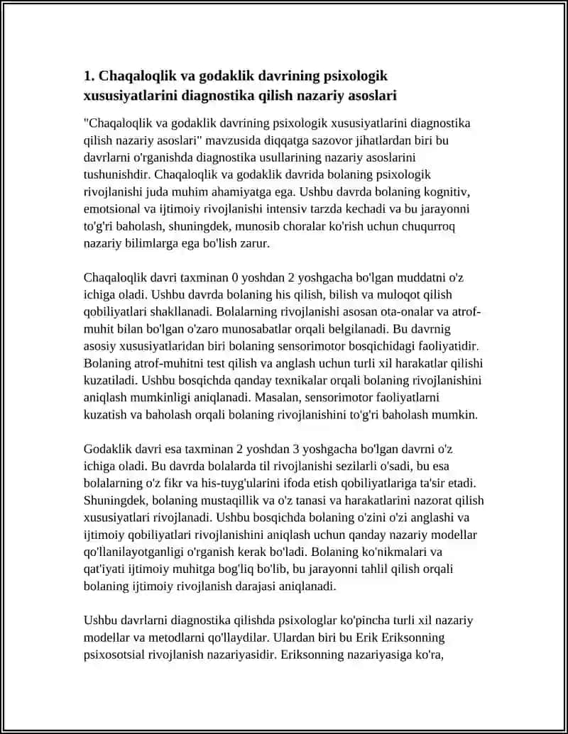 CHAQALOQLIK VA GODAKLIK DAVRINING PSIXOLOGIK XUSUSIYATLARINI DIAGONASTIKA QILISH 4