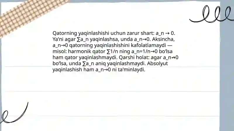Ishorasi o’zgaruvchan qatorning shartlari va absolyut yaqinlashishi 4