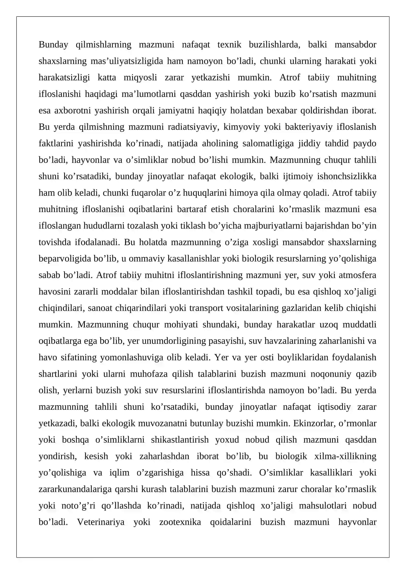 Ekologik jinoyatlar tushunchasi va turlari 4