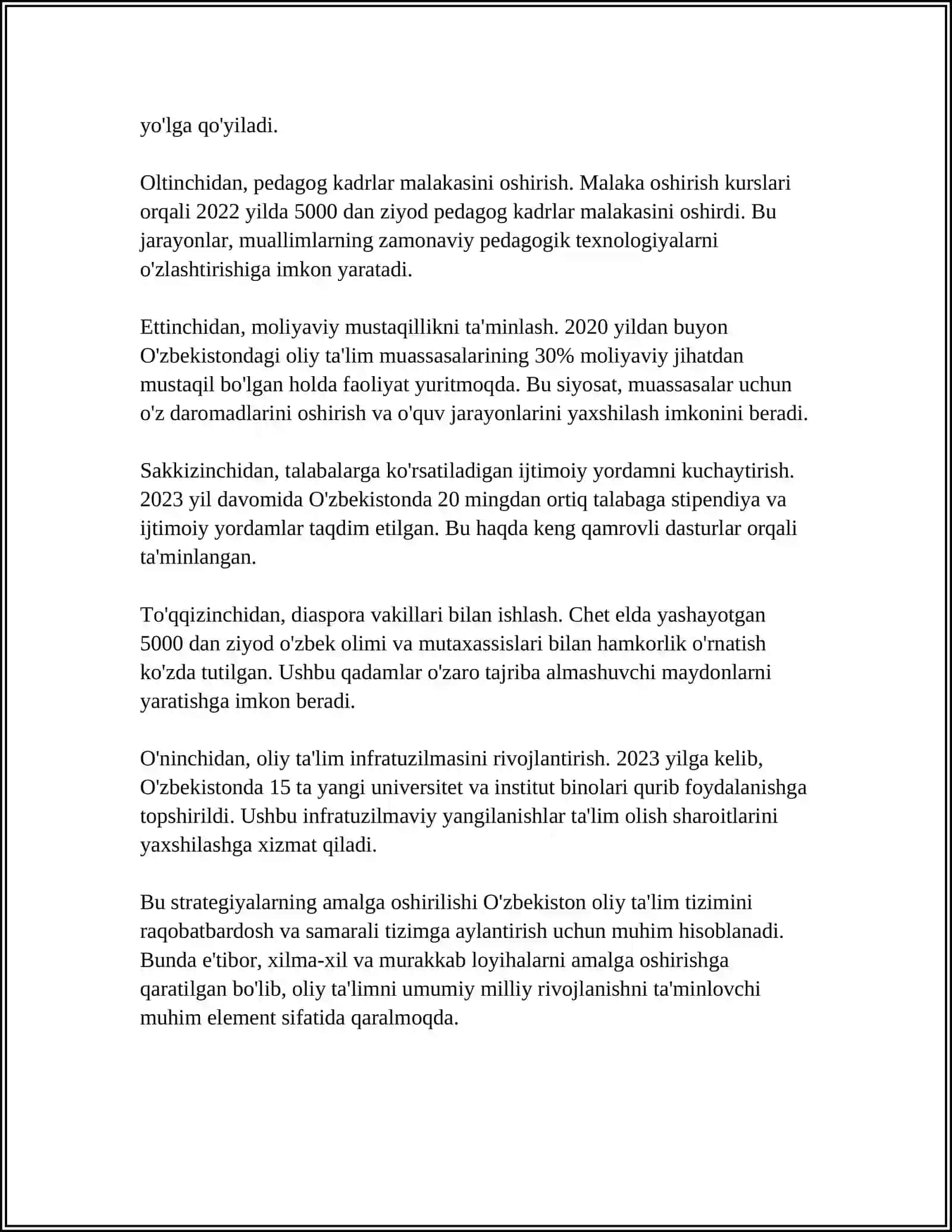 OLIY TAʼLIM TIZIMINI ISLOH ETISH VA PEDAGOGIKA FANINNING ZAMONAVIY KONSEPSIYALARI 4