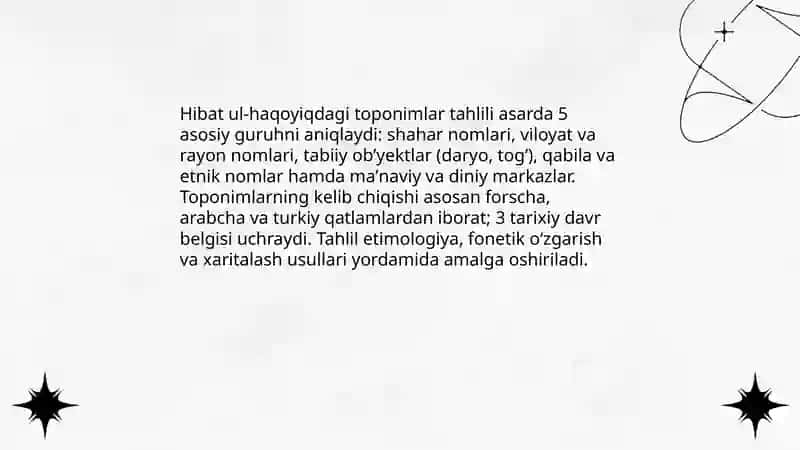 "Hibat ul-haqoyiqʼʼ asaridagi onomastika" 4