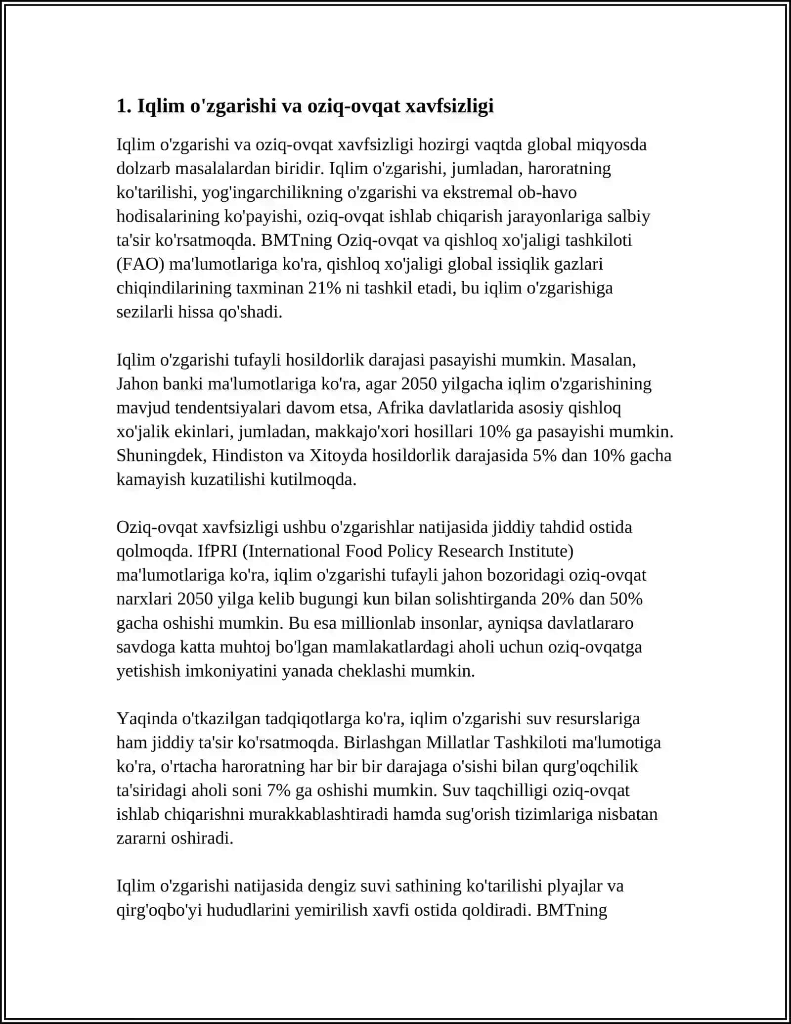 Oziq-Ovqat Xavfsizligi Omillari va Agrosanoat Sektorini Rivojlantirish 4