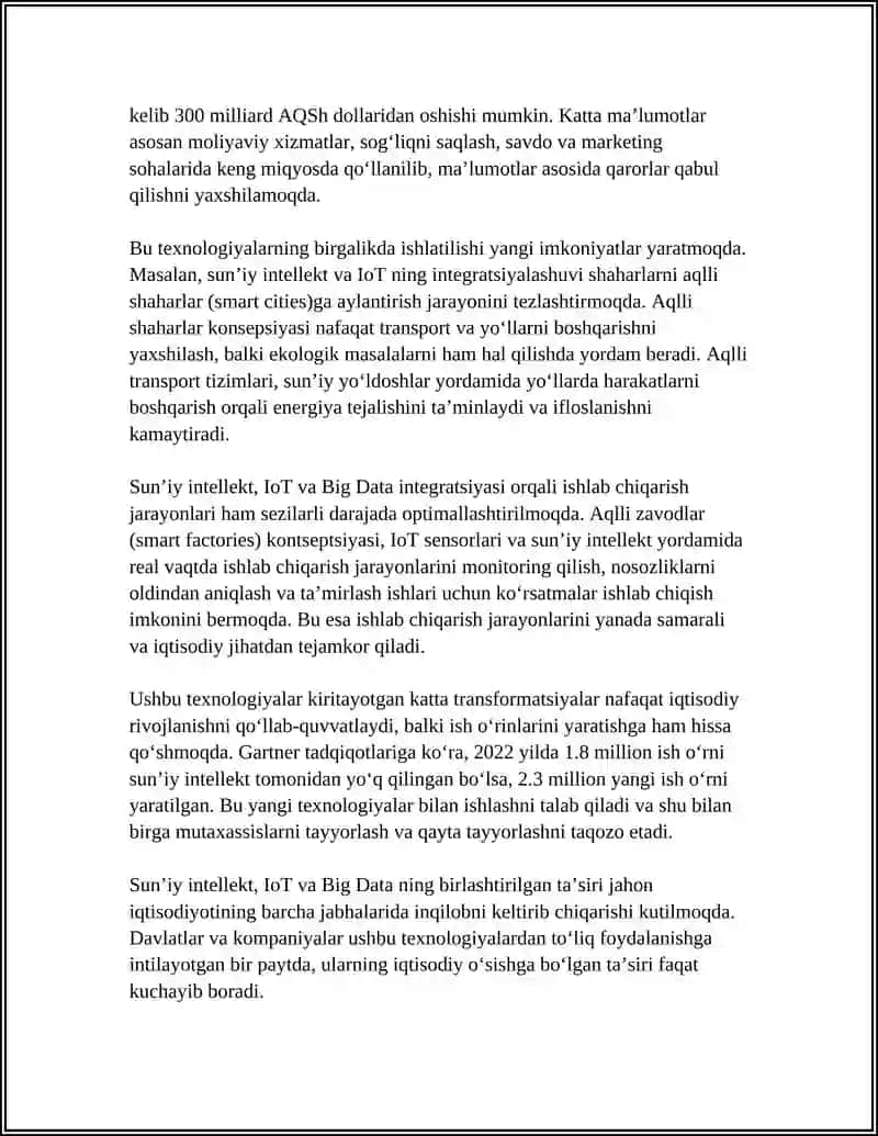 SUNIY INTELLEKT IOT VA BIG DATANING GLOBAL IQTISODIYOTGA TASIRI 4
