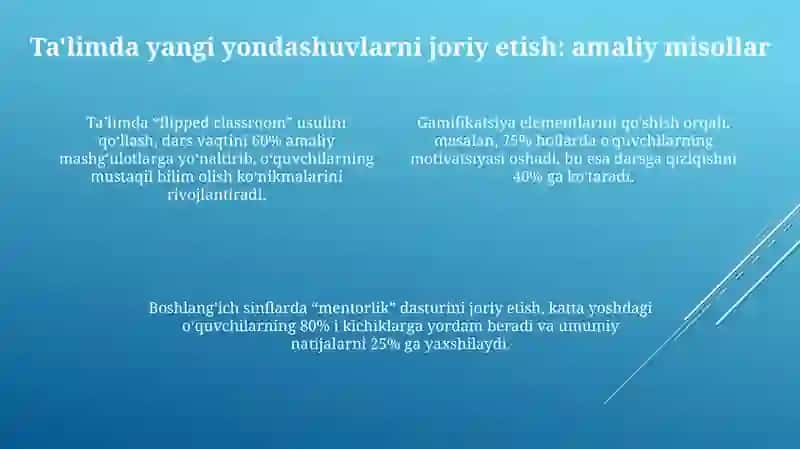 Nostandart yechimlar ta'lim sifatini yaxshilash 4
