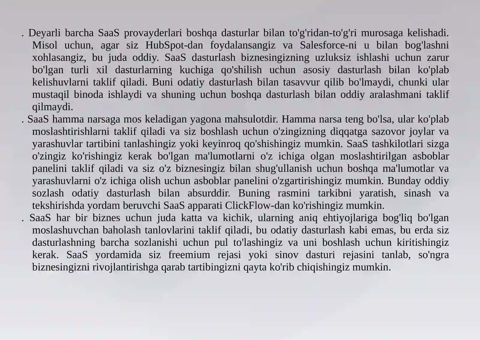 Software as a Servic(SaaS) -hizmatsifatida dasturiy ta’minotdan foydalanish 4