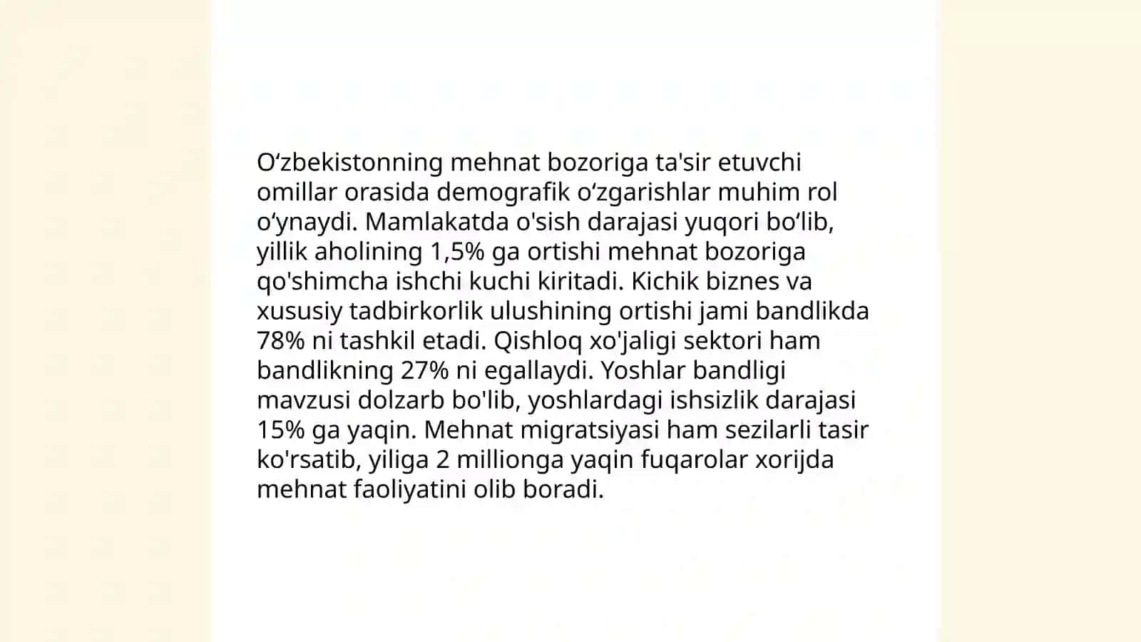 Oʻzbekiston Respublikasi mehnat bozorining shakllanishi va ishsizlikni oʻziga xos xususiyatlari 4