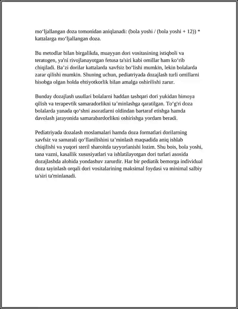 PEDIATRIYA AMALIYOTIDA DORILARNI QOʻLLANILISHI 4