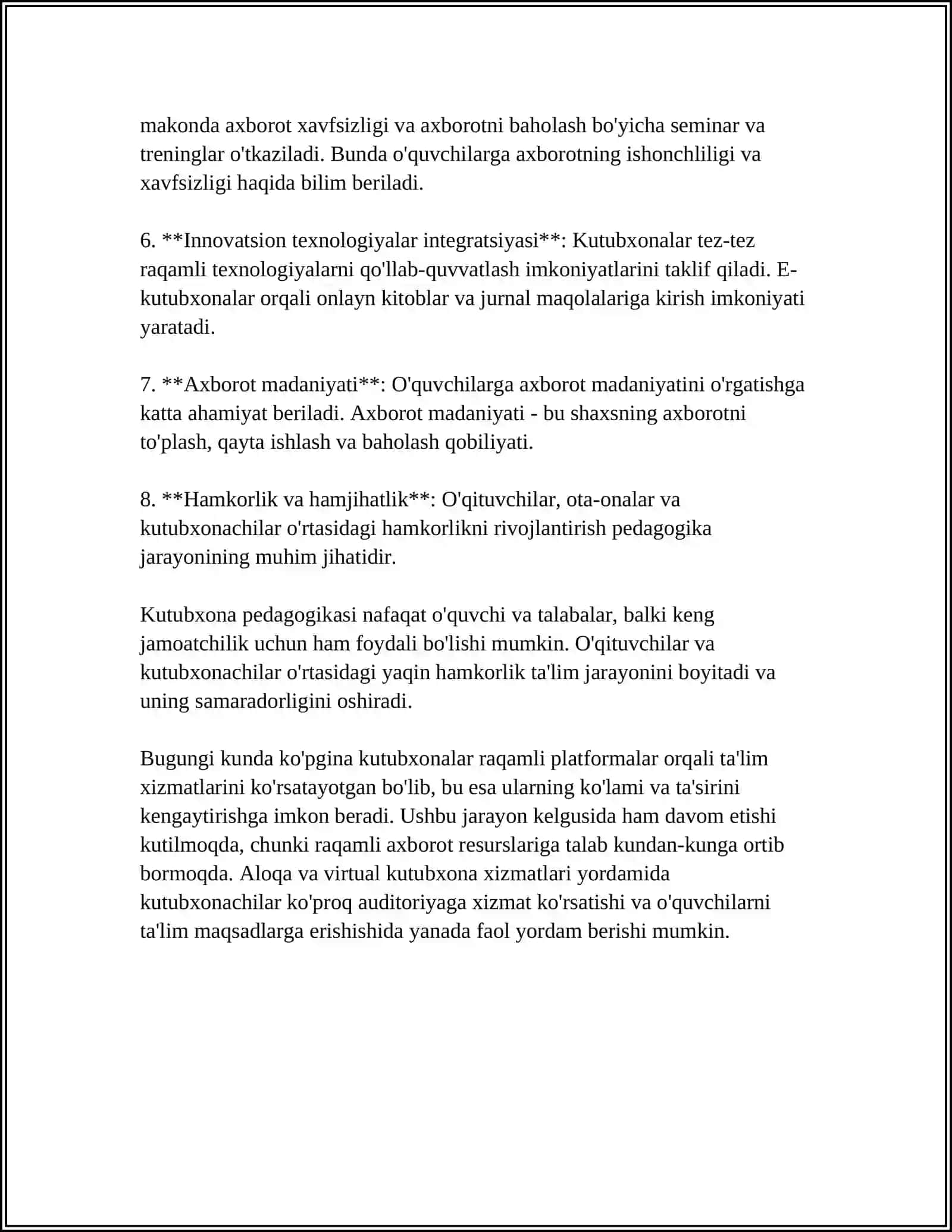KUTUBXONACHILIK PEDAGOGIKASI FAOLIYATINI NORMATIV XUQUQIY QOʻLLAB QUVVATLASH 4