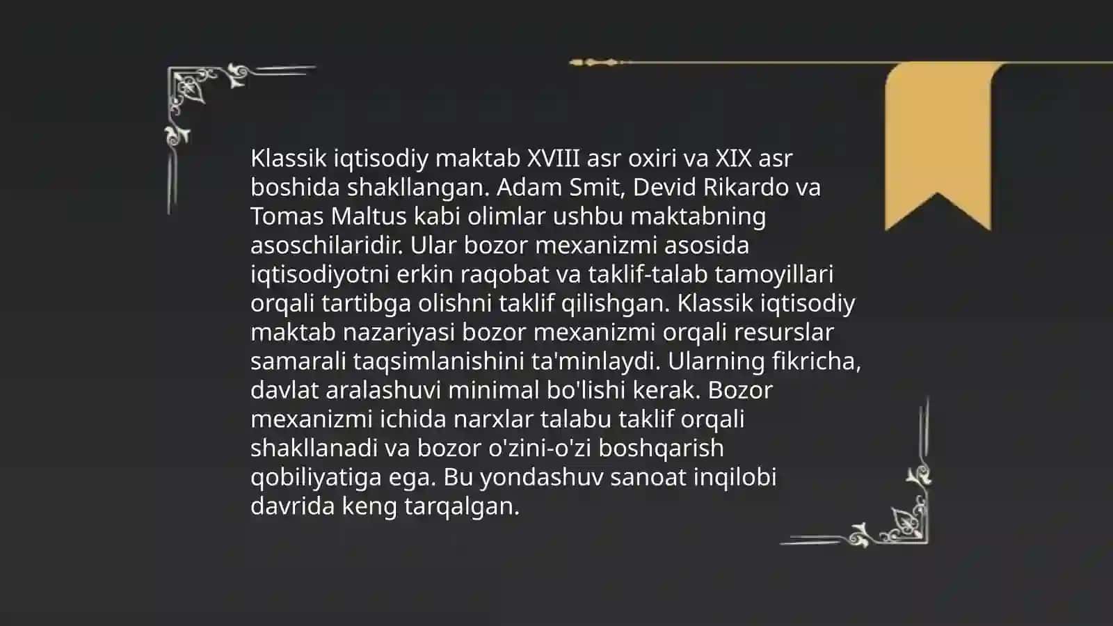 Klassik iqtisodiy maktabning asosiy tamoyillari 4