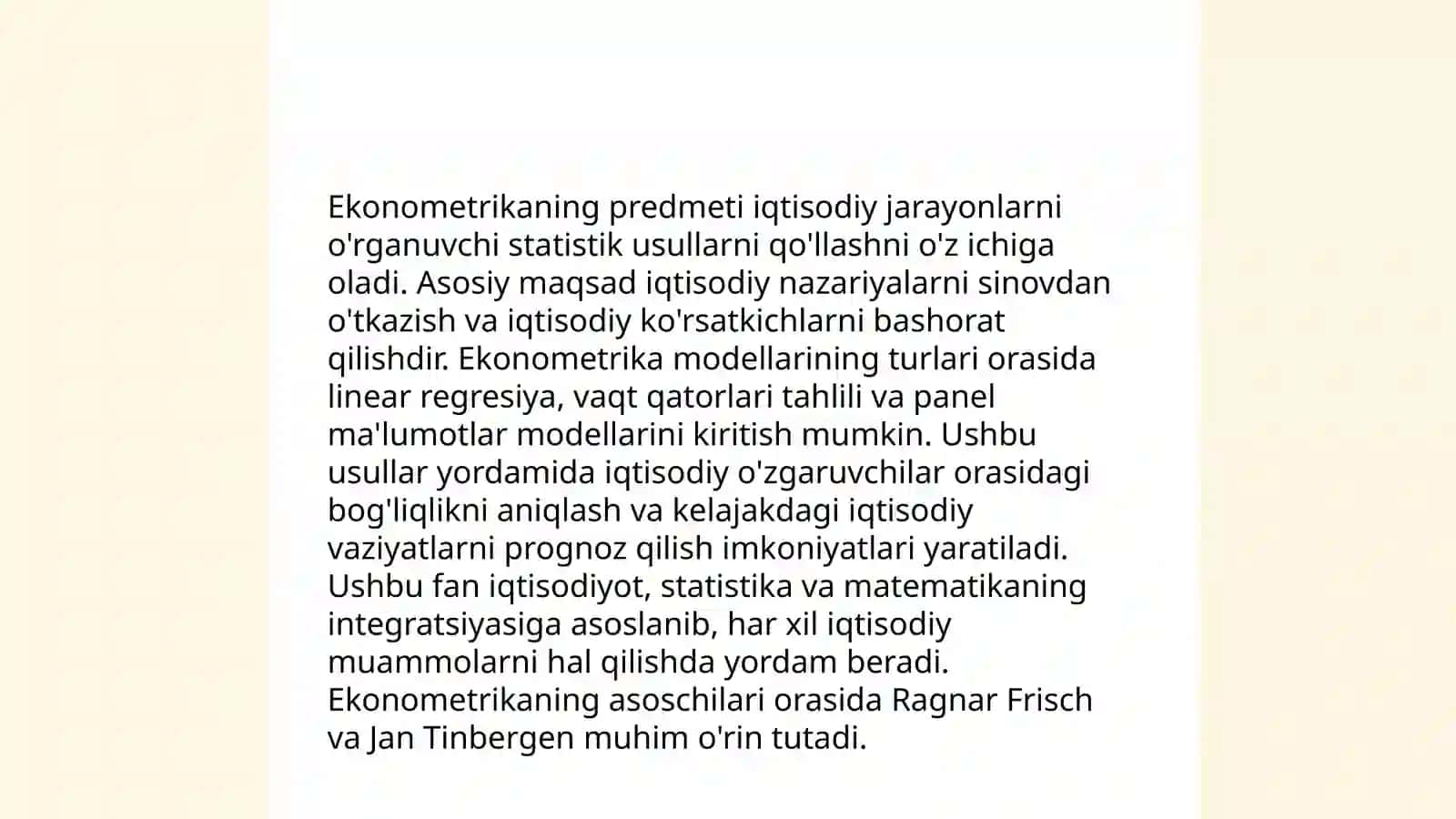 Ekonometrikaga kirish fanining predmeti, maqsadi va vazifalari 4