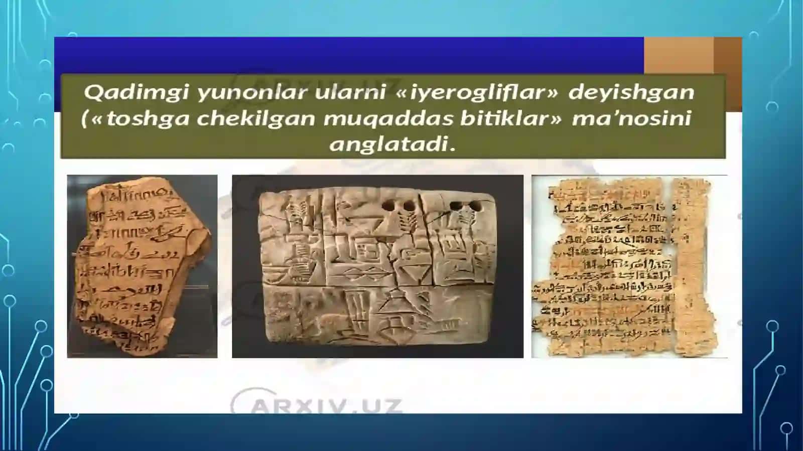 Yozuv tarixi. Alifbo va imlo muammolari 4