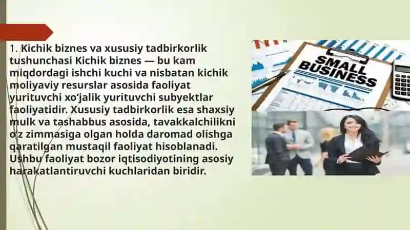 O‘zbekistondakichikbiznesvaxususiytadbirkorlikningrivojlanishi 4