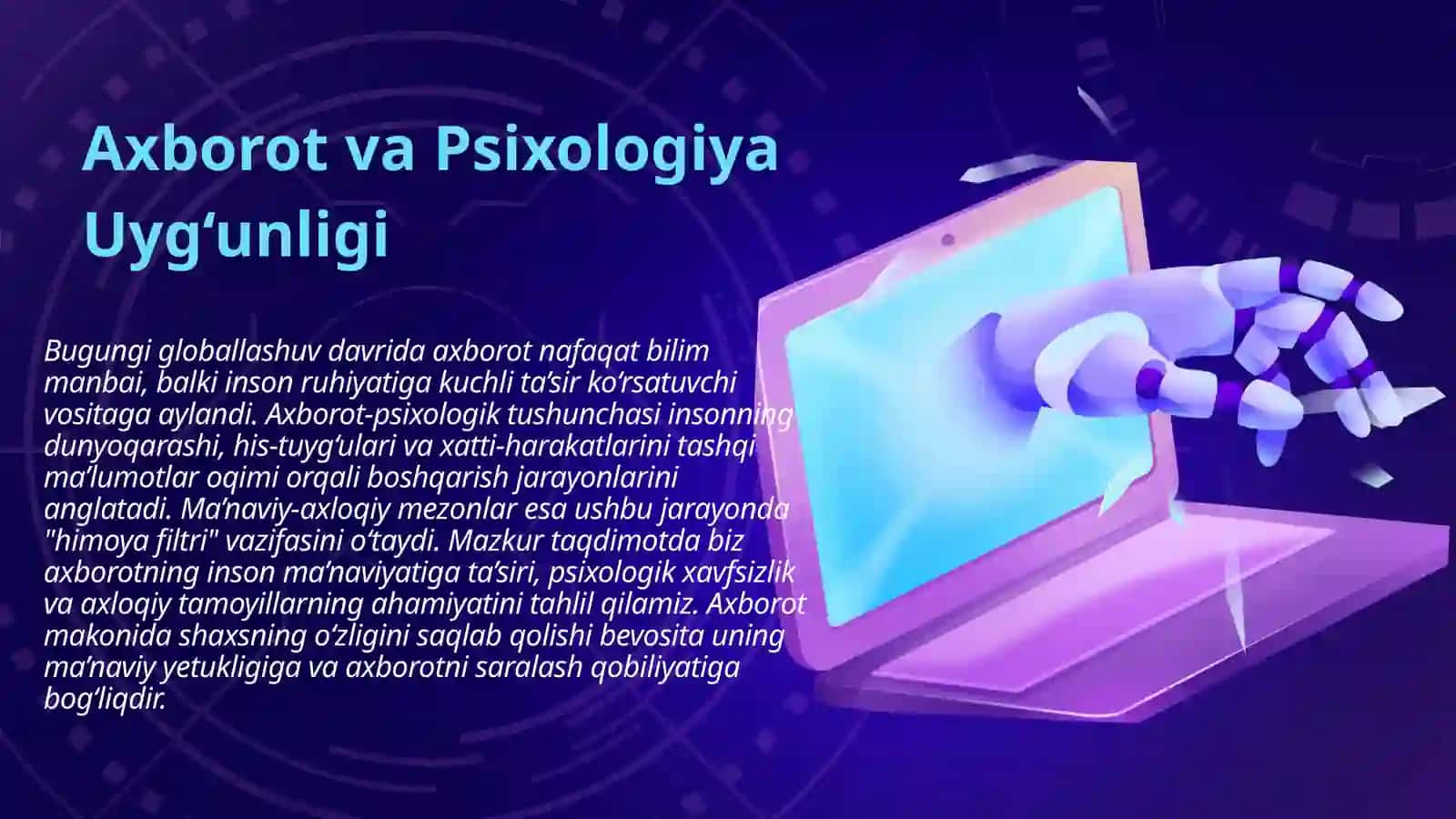 Axborot - psixologik tushunchasi ma’naviy - axloqiy mezon sifatida 4
