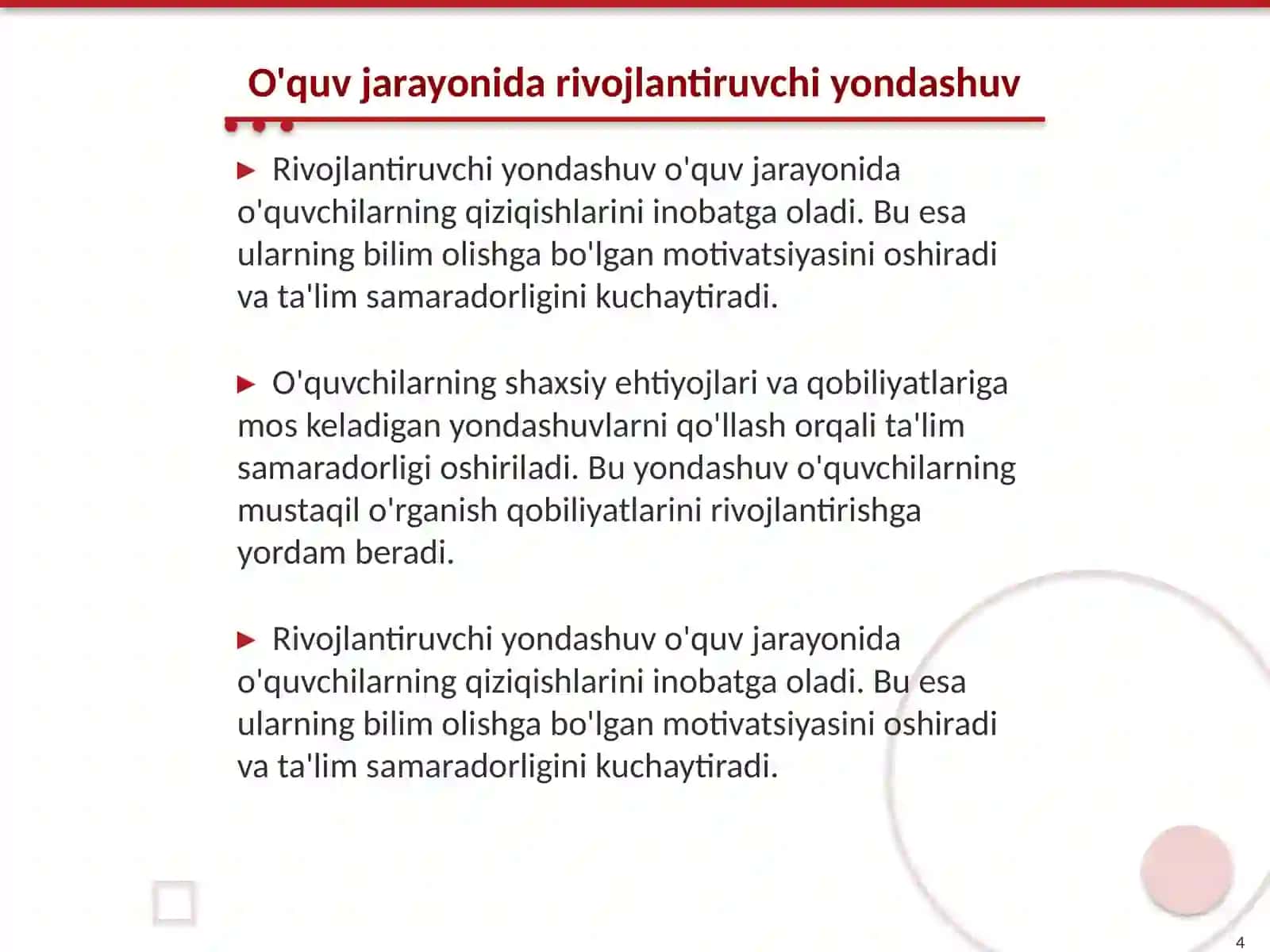 Rivojlantiruvchi ta’lim mohiyati va texnologiyalari 4