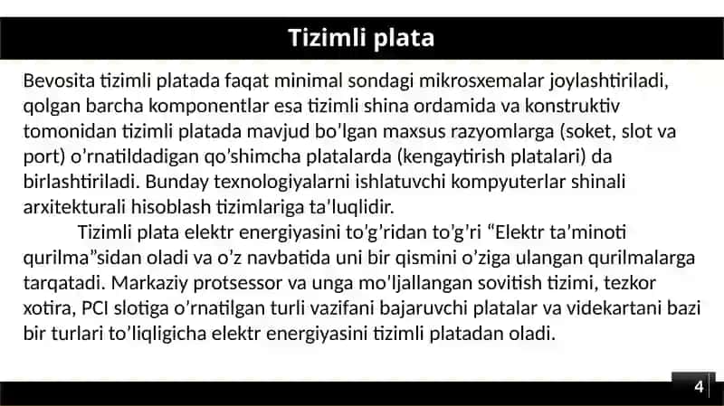 Tizimli plata (Motherboard) 4