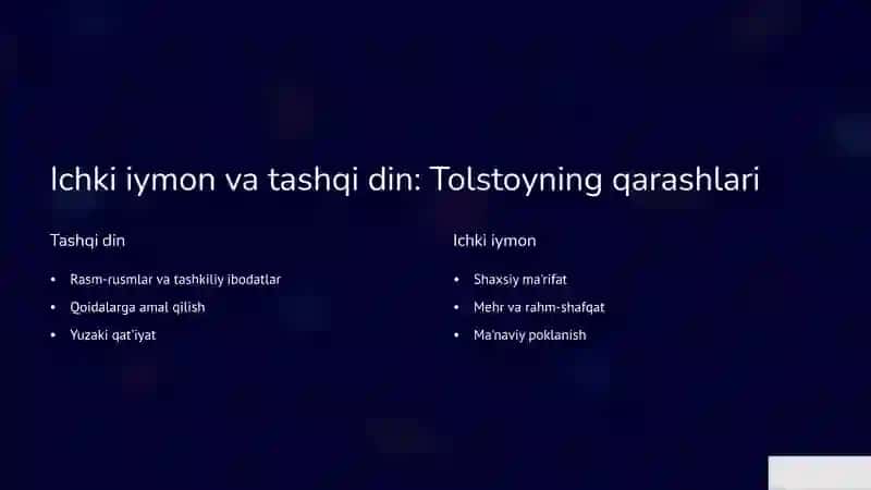 Lev Tolstoyning "Iqromoma" asaridagi diniy e'tiqodlari 4