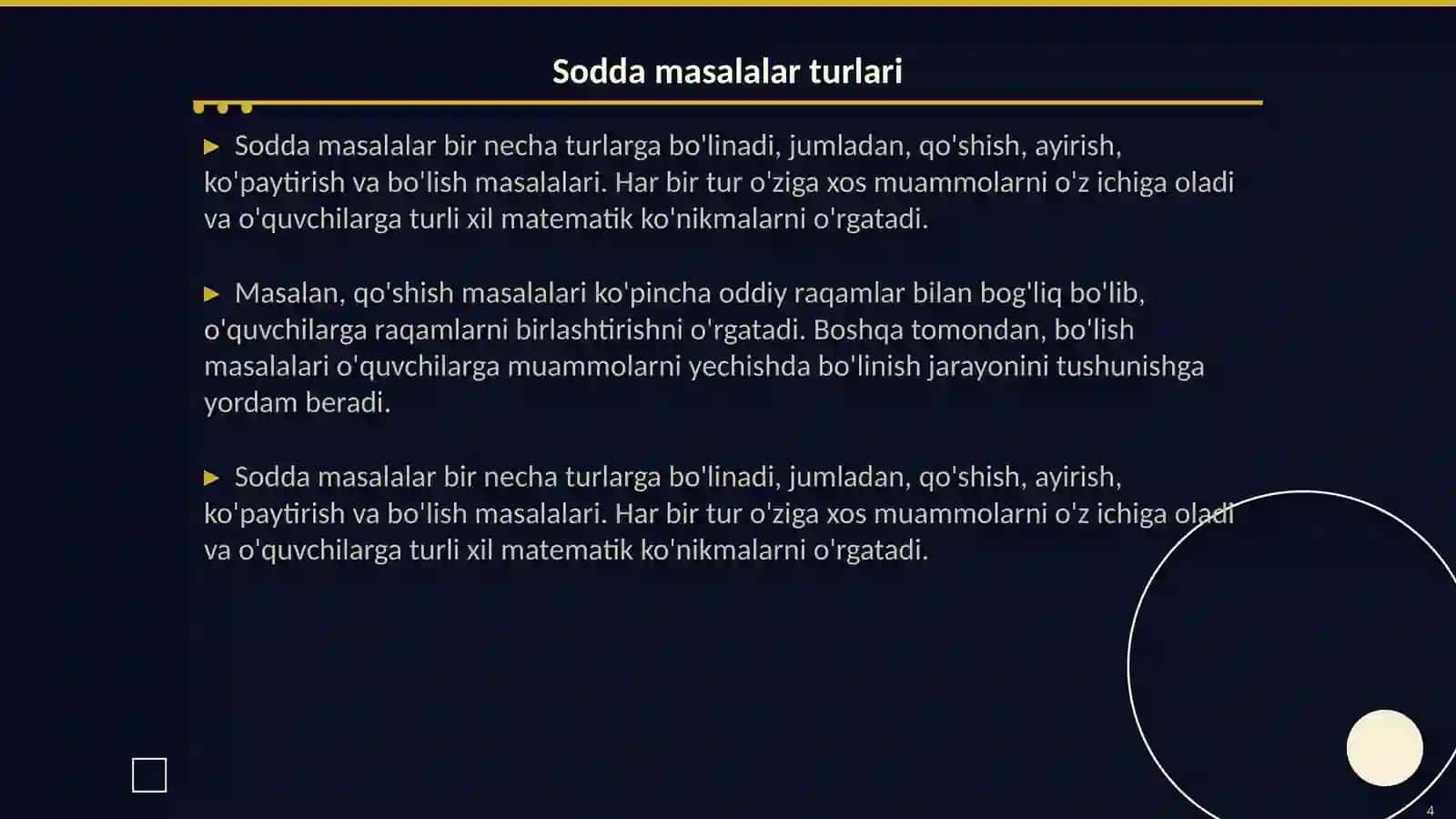 Uchinchi sinfda matematikadan sodda masalalar va ularni yechishga o'rgatish metodikasi 4
