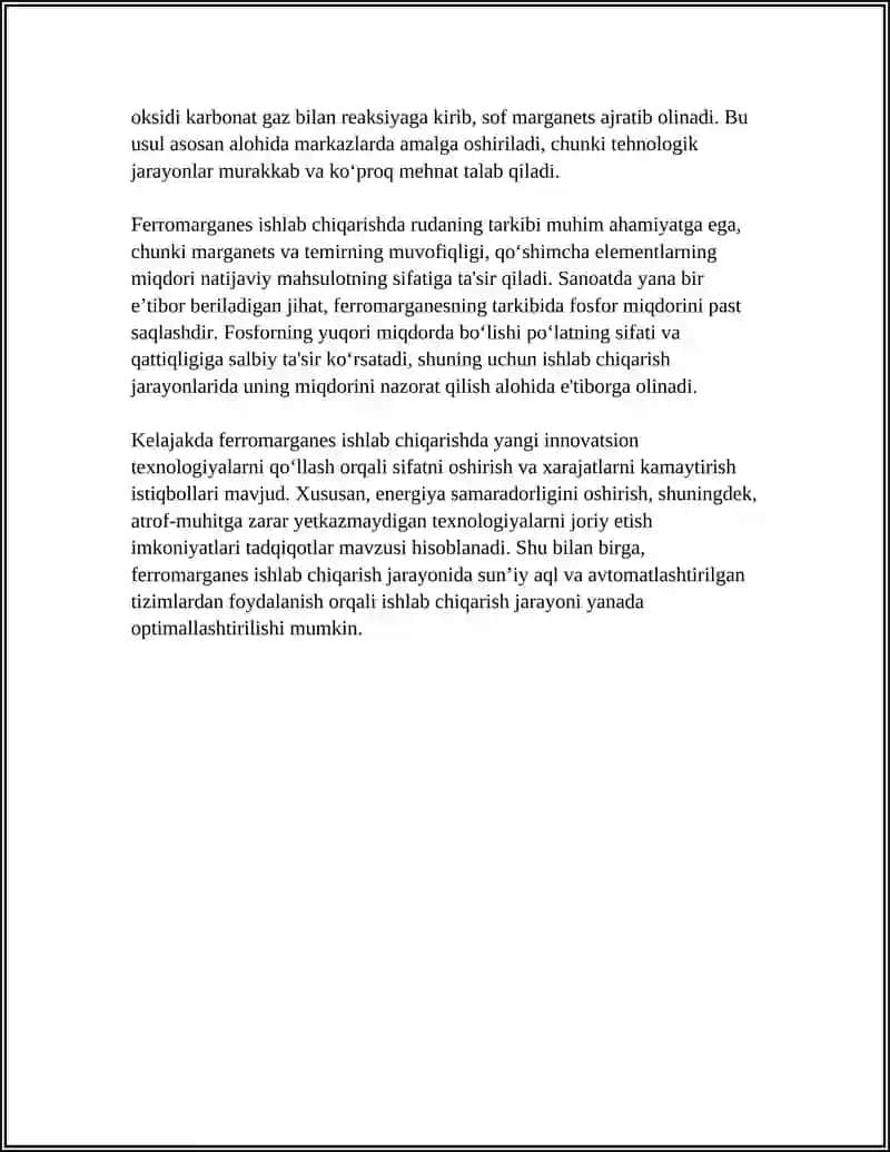 FERROMARGANES ISHLAB CHIQARISH TEXNOLOGIYASI 4
