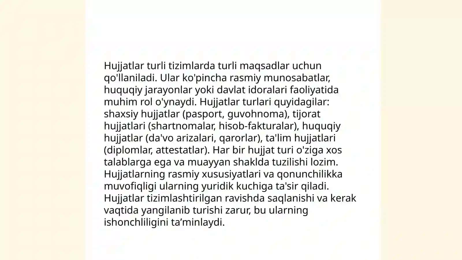 Hujjatlardagi zaruriy qismlar hujjatlarning paydo boʻlishi va tarixi 4