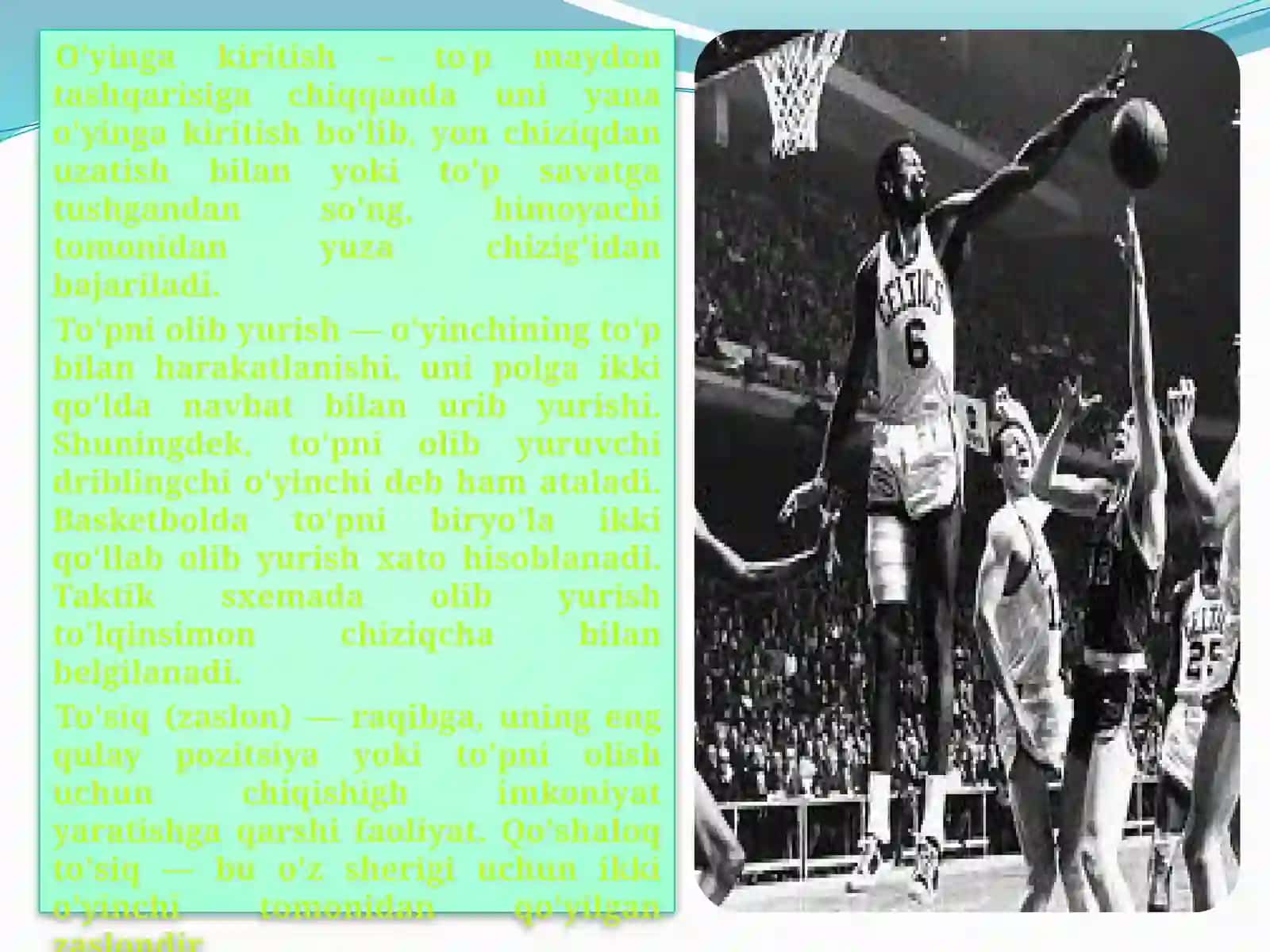 Basketbol mashg'ulotlarini tashkil qilish va o'tkazish 4