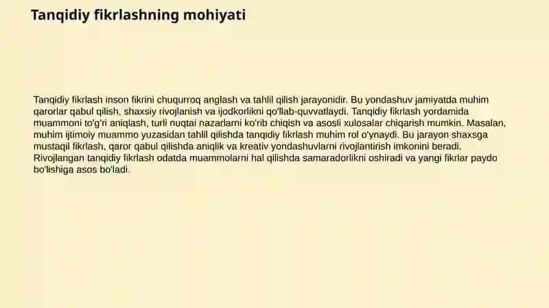 Tanqidiy fikrlashni rivojlantirish texnologiyasi 4