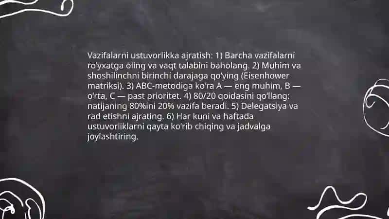 Vaqtdan samarali foydalanish tamoyillari 4