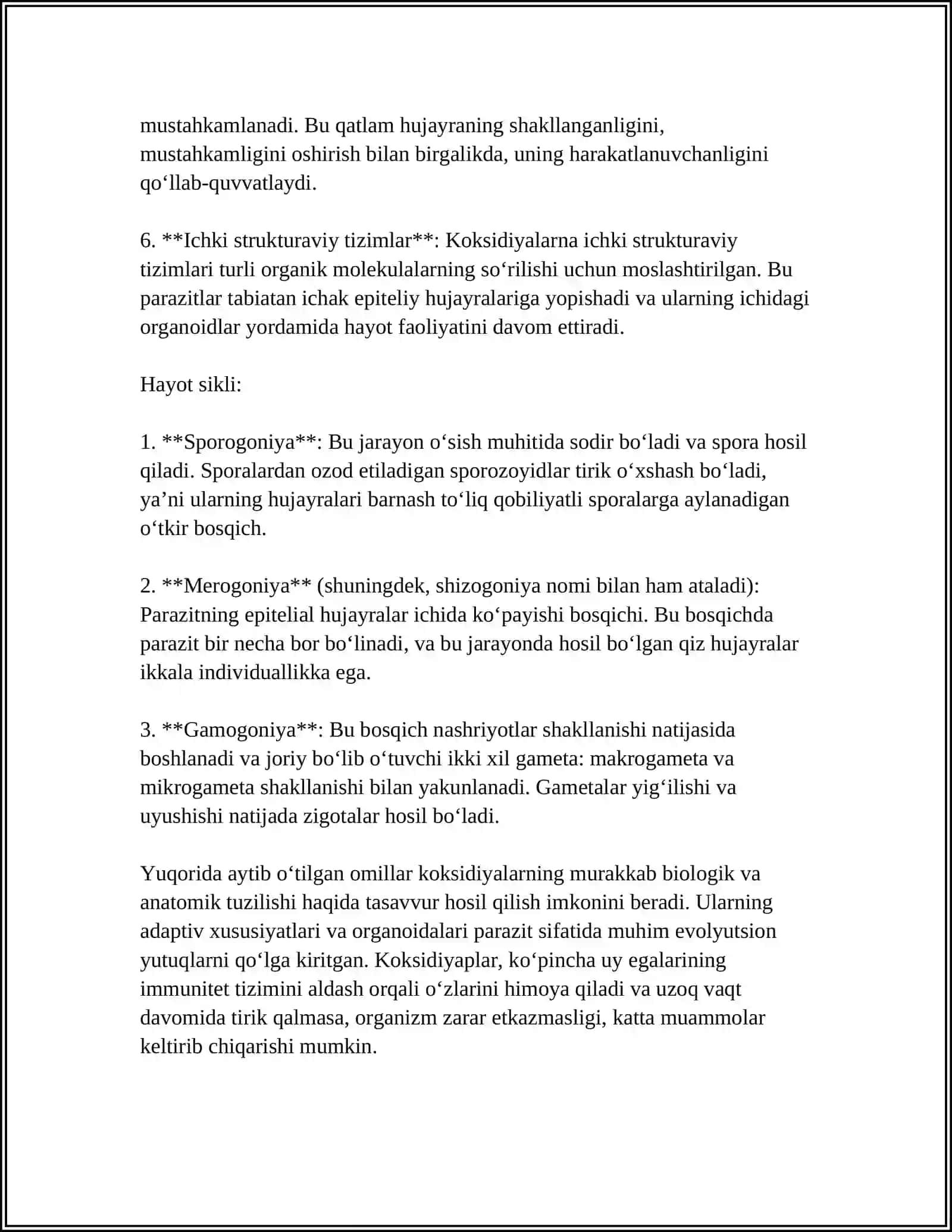KOKSIDIYALAR TURKUMIGA XARAKTIRISTIKA.KOKSIDOZ KASALIGI QOʻZGʻATUVCHISI 4