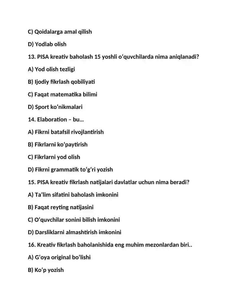 PISA kreativ fikrlash 4