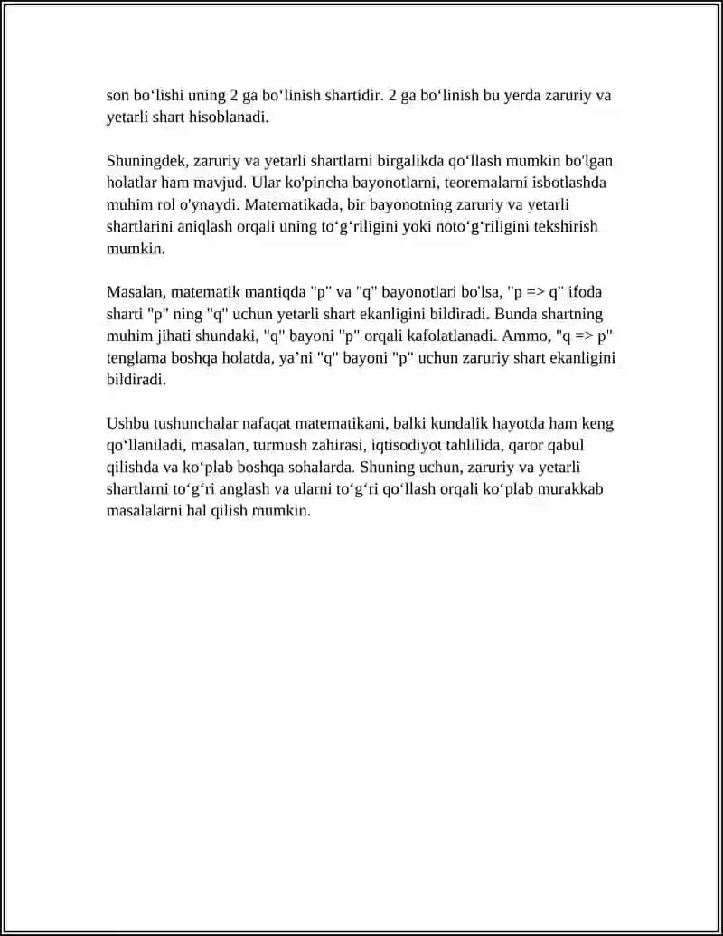TEOREMALARNI ISBOTLASHDAGI ZARURIY VA YETARLI SHARTLAR 4