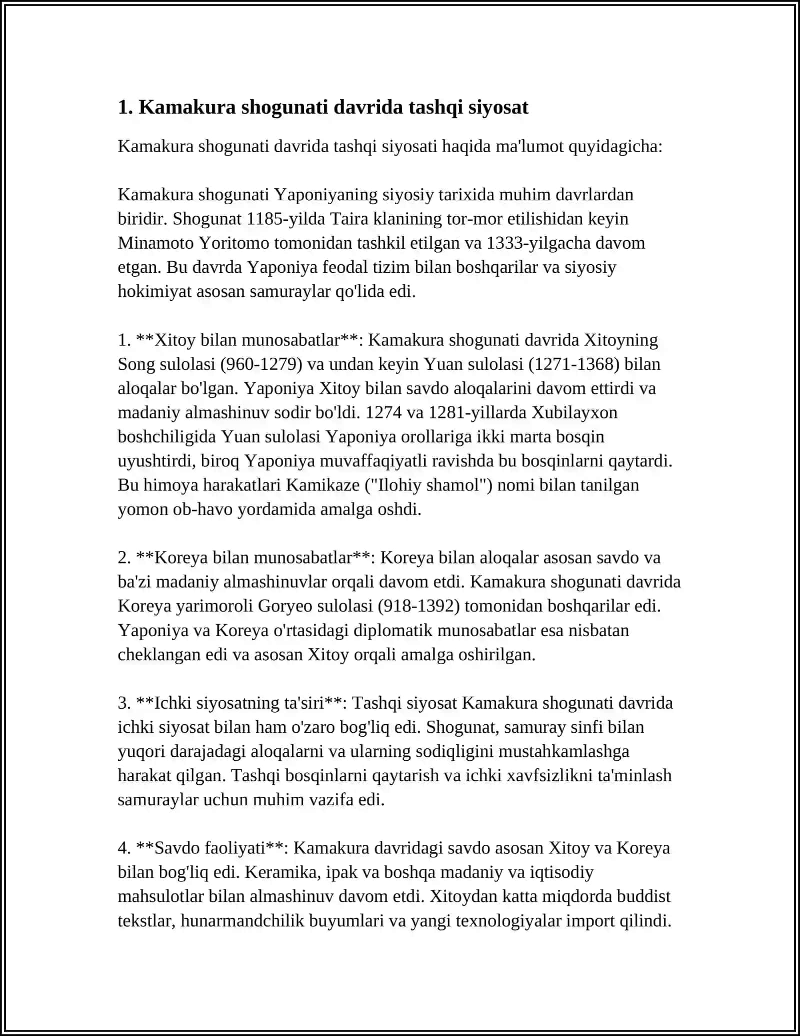 KAMAKURA VA MURAMOTI DAVRIDA YAPONIYANING TASHQI SIYOSATI(1185-1603) 4