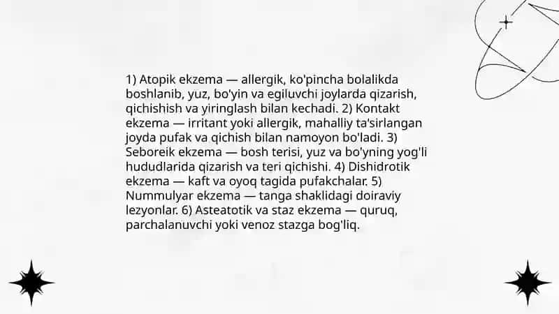Ekzema kasalligi bo’yicha to’liq tushuntirish 4