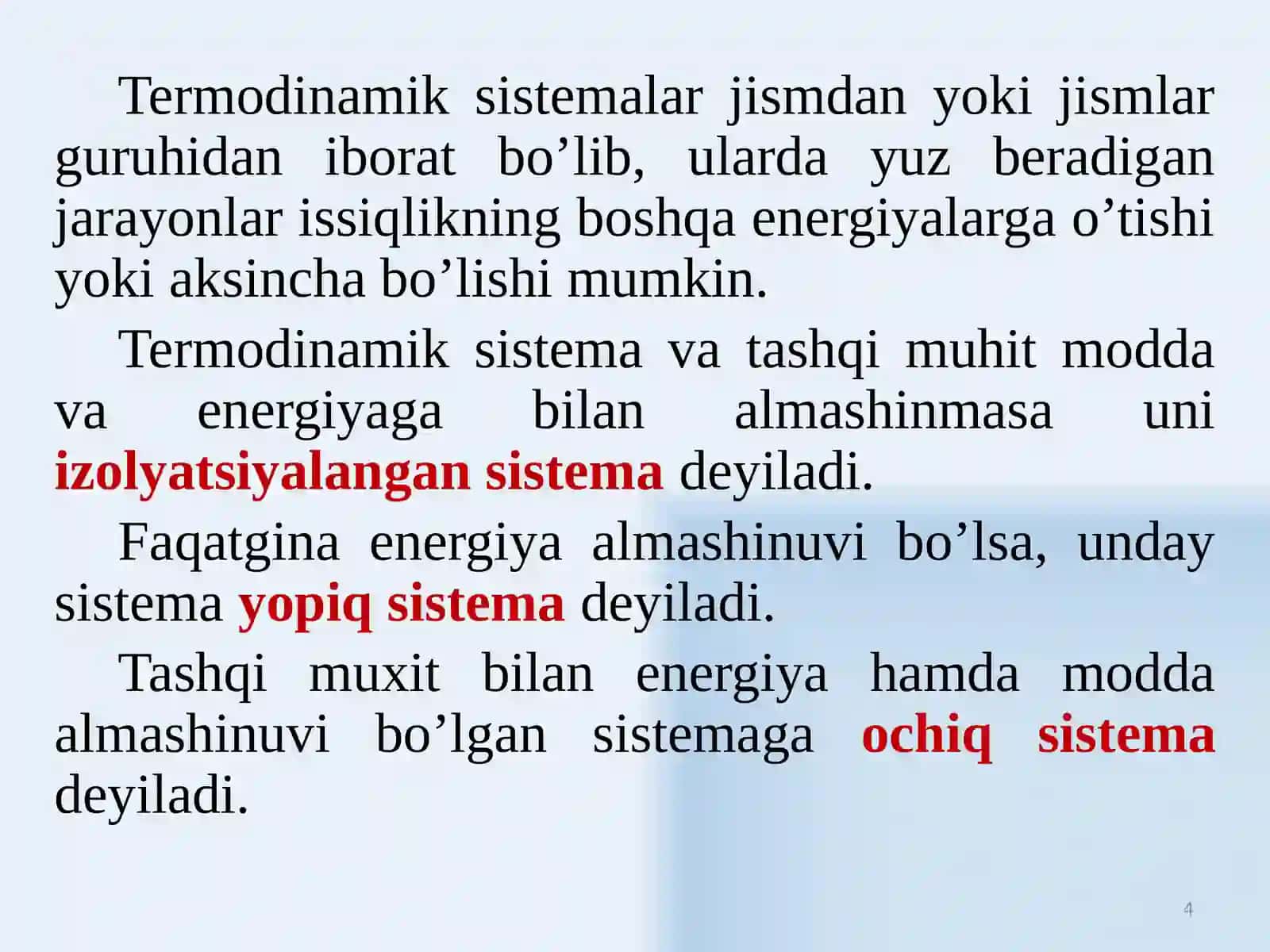 BIOENERGETIKA ASOSLARI. TRIK ORGANIZMLAR TERMODINAMIKASI 4