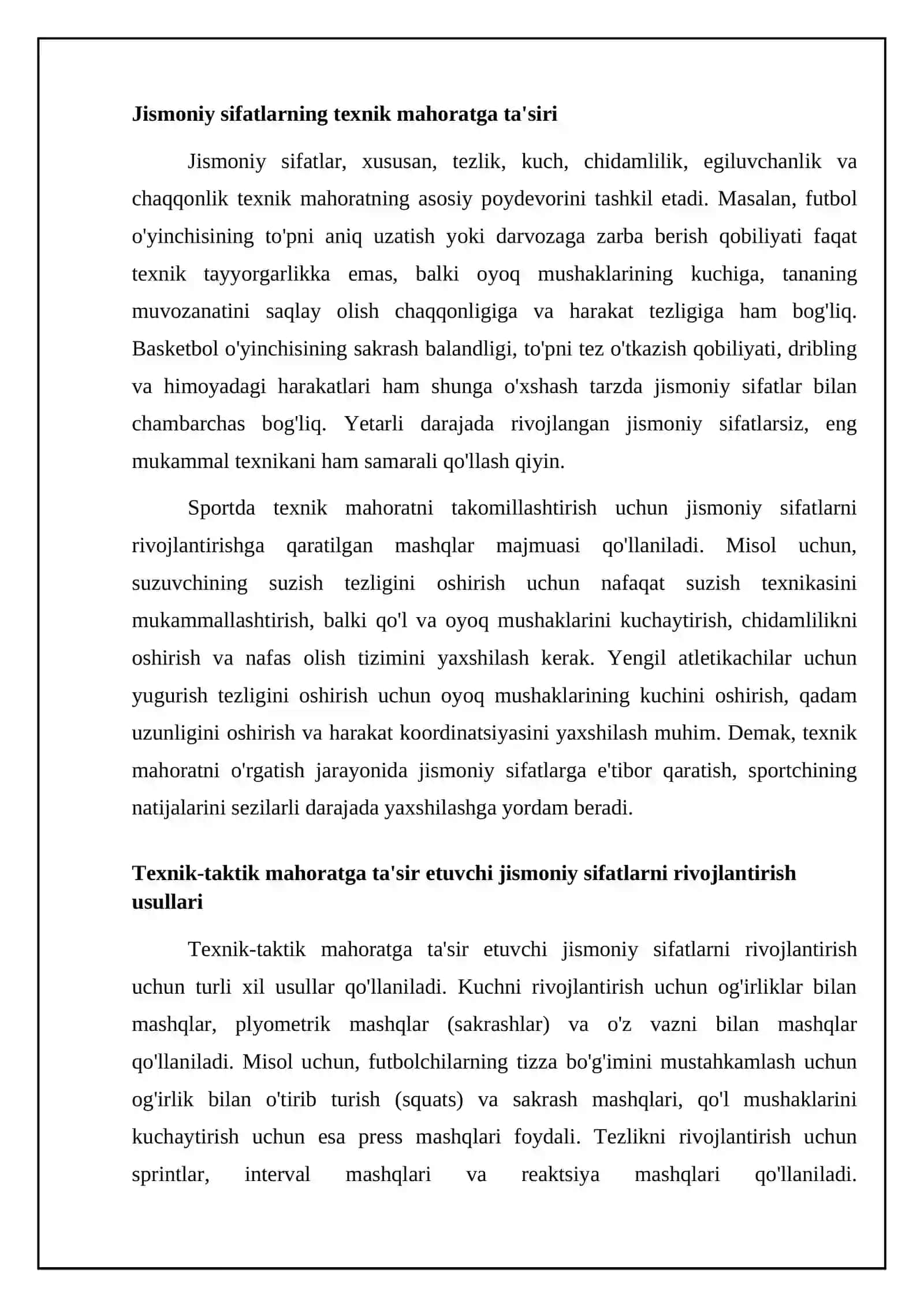 Jismoniy sifatlar va ularni texnik taktik konikmalarga orgatish 4