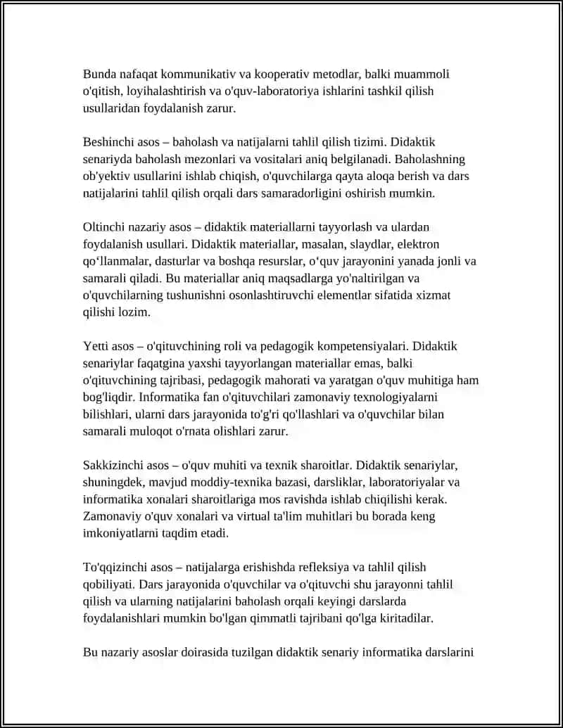 INFORMATIKA DARSLARI UCHUN DIDAKTIK SENARIY YARATISH 4
