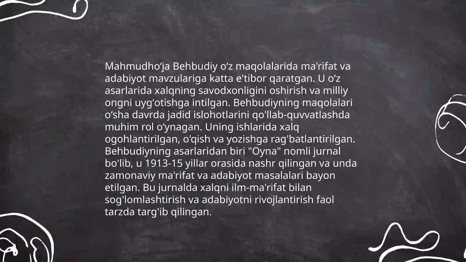 Behbudiyning adabiyot haqidagi maqolalari 4