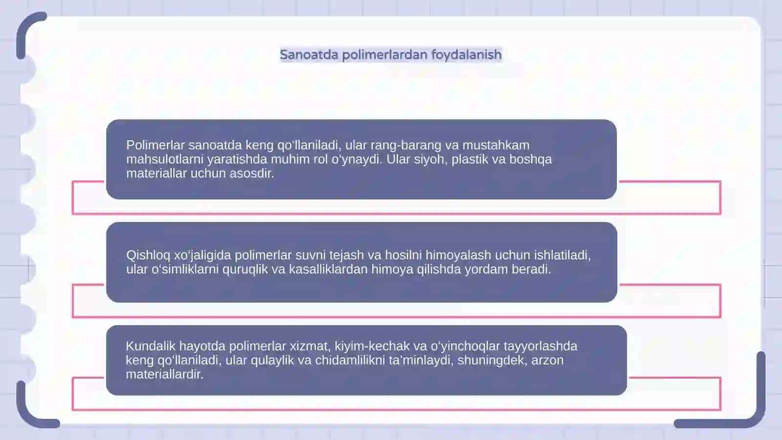 Polimerlarning asosiy xususiyatlari 4
